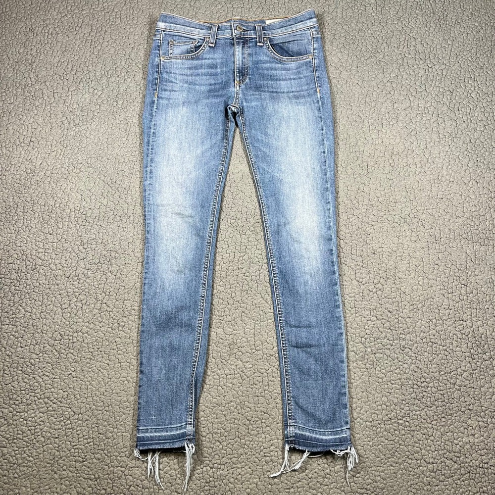 Rag & Bone Ankle Skinny Jeans Clydale Wash Raw Step Hem Size 27 Made in USA 5016